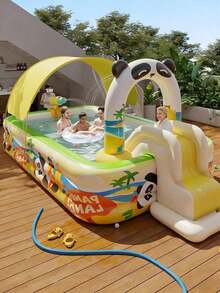 Piscina inflable grande de 83 pulgadas con tema de panda, material de PVC grueso plegable y portátil, fácil de instalar, adecuada para camping al aire libre, actividades de jardinería, reuniones familiares, producto esencial para adultos en la playa - Serie Vitalidad - Ver 2