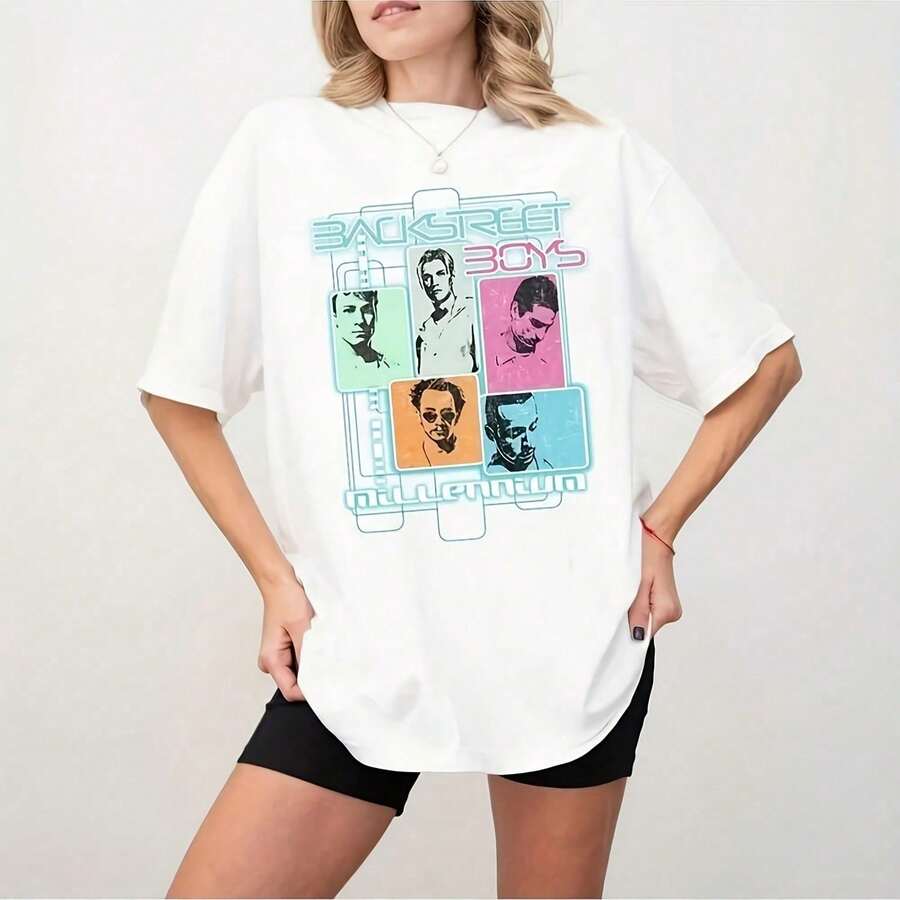Millennium Tour Music Vintage Shirt Backstreet Fan Merch Gift 220g Essential T-Shirt For Concert Perfect Summer Gift UnisexShirt For Women 100% Cotton Unisex T-Shirt - Comfortable Premium Casual T-Shirt - 白色 - 查看 1