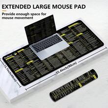 1片特大號耐用滑鼠墊，適用於Python擴展快捷鍵桌墊，附擴展速查表與辦公室快捷鍵，小型滑鼠墊適用於辦公室筆電鍵盤與桌面，精確縫製邊緣與防滑橡膠底 - 擴充快捷鍵 - 查看 4
