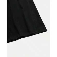 Camiseta casual de manga corta con estampado de patrón de cóctel y letras de vaquera - [Negro] - Ver 4