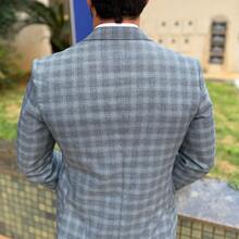 Men's Slim Fit Prince Of Wales Pattern Polyviscose Suit - 棋盤 - 查看 3