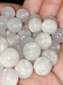beadia 50颗/包 8/10/12毫米 白色梦幻星空树脂流沙金色仿猫眼圆珠，闪亮星空圆珠，多功能手工饰品制作材料，适合时尚配饰和装饰 - 白色 - 查看 3
