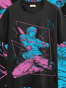 Camiseta unisex Anime Graphic T1EE Horror, camiseta de dibujos animados de miedo, top de animación japonesa, ropa de anime espeluznante, disfraz de Halloween, camiseta de regalo. Camiseta unisex de 220 g 100% algodón, peso ideal para todas las estaciones, adecuada tanto para hombres como para mujeres. Tejido de alta calidad y duradero, suave al tacto y de larga duración. Top transpirable, adecuado para la ropa de otoño de las mujeres, ropa de vacaciones, Día de la Madre, celebraciones del Día de la Independencia y como regalo. - Negro - Ver 1