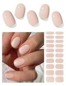 Wahrshei N Nude Semi Cured Gel Nail Strips, 20pcs UV Gel Nail Wraps For Home Nail Art DIY, Easy To Use And Remove - 顏色L - 查看 1