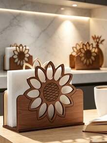 1 pièce Porte-serviettes vertical en forme de tournesol, boîte de rangement, boîte à mouchoirs, porte-essuie-tout de cuisine, design minimaliste et durable, peut être placé sur le comptoir de la cuisine ou la table à manger, accessoires de cuisine, peut également être utilisé comme décoration de table à manger - Multicolore - Voir 11