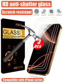 3pcs - Tempered Glass Screen Protector For IPhone 16 Pro Max, Compatible With 17 Pro Max, 17, 17 Pro, 16 Pro, 16 Plus, 15 Pro Max, 15, 15 Pro, 14 Pro Max, 14 Pro, 13, 12 And 11. Ultra-Durable, HD Clear, Bubble-Free, Phone Accessories, Compatible With Phone Cases. Suitable For Easter, Spring And Summer Use. - Clear - View 42