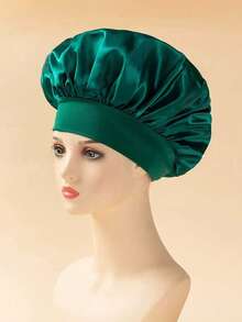1 pièce Bonnet de nuit en soie, Bonnet de nuit en satin, Bonnet de nuit en soie à bande élastique douce, Bandeau en soie pour cheveux bouclés, Bonnet de nuit en satin de couleur unie, Design à bande élastique large, Bonnet de soin capillaire confortable et respirant, Essentiel pour la rentrée scolaire - Multicolore - Voir 15