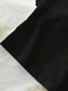 1 pieza Camiseta ajustada de forma sólida 95% algodón - Negro 2 - Ver 6