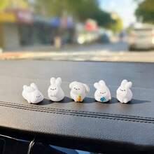5pcs Cute Mini Rabbit Micro Landscape Decor, Creative Car Interior Ornament, Desktop Decoration, DIY Office Accessory - Bunny - View 3