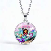 1pc Gabby Doll House Crystal Necklace, Gabby Pattern Alloy Pendant, Girl's Sweater Accessory, New Year/Valentine's Day/Easter Gift [Random Style] - Multicolor - View 6