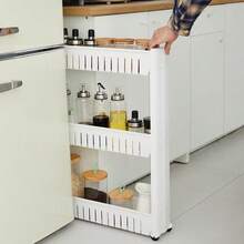 1 Set de Carrito de Almacenamiento Rodante Delgado y Hueco, Organizador Práctico de Plástico Fácil de Ensamblar y Multiusos, Adecuado para Espacios Estrechos en la Cocina, el Baño, el Dormitorio, la Lavandería y la Oficina - Multicolor - Ver 11