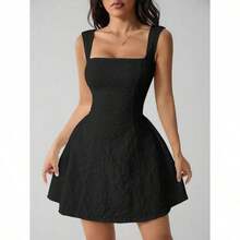PETITE Women's Sleeveless Solid Color White Summer Midi Dress, Simple & Casual For Everyday Wear,Rave Outfits Festival,Summer Dresses For Women,White Dresses For Women - 黑色 - 查看 6