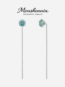 MOUSHEENIA 优雅的925纯银镶嵌璀璨莫桑石钻石耳坠——简约时尚，适合追求前卫风格的女性——是周年纪念日或生日的理想礼物，低过敏性材质 - 耳線 - 查看 2