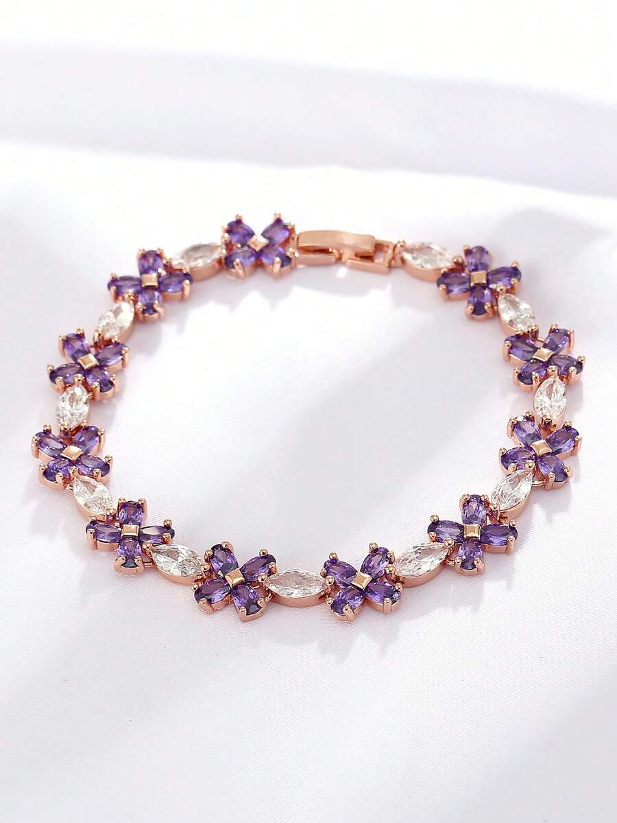 1pc Bestselling Zirconia Quality Bracelet - Yellow Gold - View 1