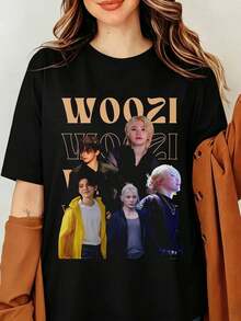 Woozi Seventeens K-Pop Graphic T-Shirt Lees Jihoon Vintage 90s Bootleg Print Black Oversized Cotton Tee Men Women Streetwear Top, Woozi_Jihoon Seventeens T-Shirt - Black - View 1