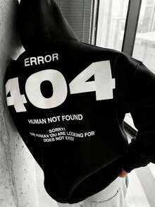 Krometka Men's Autumn/Winter Street Style Numeric Element Print Hoodie Sweatshirt-Unisex Women & Men's Daily Wear - Black - View 3