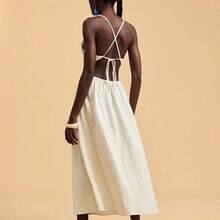 Floral Embroidery Elegant Backless Vacation Camisole Dress,Summer Dress,Summer Outfits,Summer Dresses For Women,Elegant Dresses For Women,Vacation Outfits Women, Beach Dress,White Dress,Casual Dresses For Women,Festival Dresses - Albaricoque - Ver 3