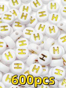 300 hạt cườm hình chữ cái hoặc ký hiệu 7x4mm dùng để trang trí vòng tay, vòng cổ, quần áo. - Nhiều màu - Xem 20