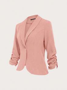 Blazer casual de mujer con botones y mangas 3/4 para uso en casa y al aire libre - Rosa - Ver 3