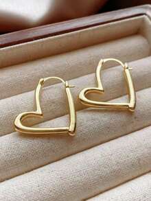 1 par de pendientes de aro con forma de corazón, regalo de joyería elegante para el Día de San Valentín, adecuado para uso diario - Versión B con forma de corazón - Ver 3