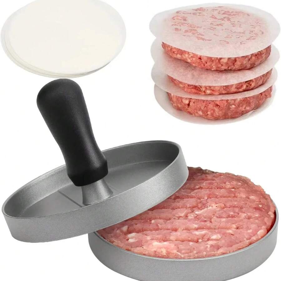 Prensa para Hamburguesas Antiadherente, Molde de Aluminio para Hacer Hamburguesas, para Cocina, Parrilla BBQ, Herramienta de Cocina, Papel Encerado - 100 unidades - Ver 1