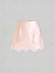 Falda casual de satén marrón con estampado floral retro francés elegante, nueva llegada chic de principios de primavera - Rosa 2 - Ver 1