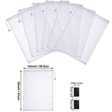 10 Pieces Mesh Bags Drawstring Laundry Bags Large Nylon Mesh Bags Gift Bag Dishwasher Bag with Sliding Drawstring for Kitchen Jewelry Toys Gifts Wedding Favour Home White - Blanco - Ver 3