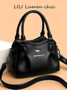 Bolso de mano de piel sintética, bolso de hombro para mujeres en múltiples colores, adecuado para ir al trabajo, compras, uso diario, espacioso pero ligero, apropiado para damas maduras y estudiantes, con decoración texturizada y correa ajustable desmontable - Multicolor - Ver 8