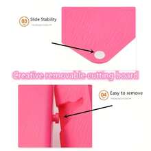 1-In-1 Anti-Slip Chopping Board And Food Storage Container - Heavy-Duty Movable Chopping Board, Knife Slot, For Indoor/Kitchen, Camping, Picnic Use, Pink/Black Design - Space-Saving Durable Kitchen Gadget, Kitchen Organizer And Storage - View 5