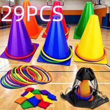 31pcs/29pcs Juego de Lanzamiento de Aros al Aire Libre, Equipo de Entrenamiento de Integración Sensorial, Juego Multijugador para Fiestas Festivas - Multicolor - Ver 15