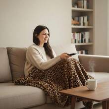 1pc Leopard Print Faux Fur Blanket, Cozy Double-Layer Plush Throw Blanket For Home, Ins Style, Suitable For Living Room, Bedroom, Sofa Decor, Great Gift For Family - Two-tone Leopard Print - View 2