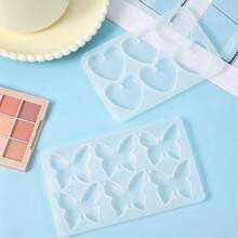 1 Khuôn silicon hình bướm và khuôn fondant hình trái tim 6 ô, khuôn nhựa epoxy hình bướm tự làm có lỗ, khuôn móc khóa hình trái tim để làm đồ thủ công, trang sức. - khuôn silicone - Xem 2