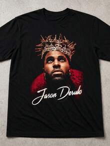 Jas Derulo T Shirt Crown Graphic Tee Pop RnB Music Aesthetic Shirt Gift - 黑色 - 查看 1