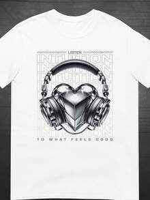 Intuicin T1S1Hirt Escucha lo que se siente bien Sigue tu corazn Spiritual Streetwear UniS1ex. - Blanco - Ver 2