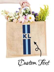 Customizable Striped Linen Tote Bag With Name, Waterproof Large Capacity Beach Bag, Portable Square Shopping Bag, Monogrammed Work Tote Bag For Women - Multicolor - View 7