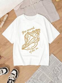 Under The Radar - Women's Casual White Knit T-Shirt With Crew Neck, Drop Shoulders, Short Sleeve, Regular Length - Vintage Urban Style, Unisex, Loose Fit, Cotton, Short Sleeve, Crew Neck. - 白色 - 查看 2