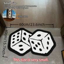 1pc Dice Pattern Personalized Bathroom Mat, Made Of Soft Faux Cashmere, Unique Aesthetic Vintage Area Rug, White Dice Design Suitable For Bathroom, Kitchen, Outdoor, Indoor, Hallway, Bedroom, Living Room, Machine Washable, Easy To Clean, Non-Slip Bottom, Suitable For Bedroom Decor, Bathroom Decor, Holiday Decor, Room Decor, Outdoor Decor - Dice - View 15
