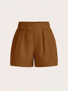 Short de mujer de unicolor versátil y casual - Marrón 2 - Ver 3