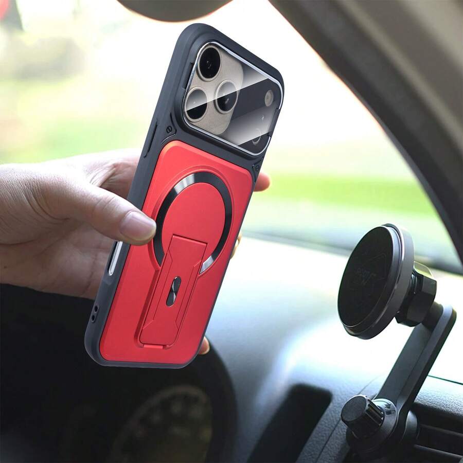 Ốp lưng điện thoại từ tính đa chức năng tích hợp giá đỡ và bảo vệ ống kính, phù hợp với 17 Pro Max, 17 Air, 16 Pro Max, 16 Plus, 15 Pro Max, 14, 13, 12, 11.