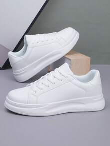 Giày thể thao buộc dây unisex 36-45, giày trắng chất lượng cao, giày đế mềm đa năng dành cho học sinh và vận động viên trượt ván, thoải mái và không gây mỏi chân. - trắng - Xem 5