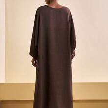 2026 Spring/Summer New Casual Commuting Loose Linen Material Brown Bat Sleeve Irregular Hem Blouse + High Waist Wide-Leg Pant Women Two Pieces Set, Suitable For Christmas, New Year, Daily Travel, Festivals, Shopping, Travel, Brunch Clothes, Airport Clothes, Party, Dates,Back To School-Z - Marrón - Ver 3