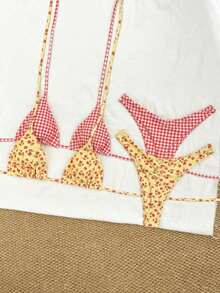 Conjunto de traje de baño de 4 piezas con cuentas marrón y a rayas, para primavera/verano 2026, conjunto de bikini de alta gama para resort de playa - Multicolor 4 - Ver 7