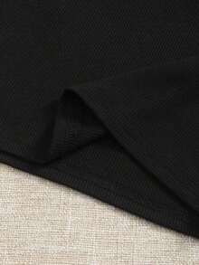 4 piezas Camiseta de mujer con cuello redondo bordada con pimiento picante y limón - Negro - Ver 5
