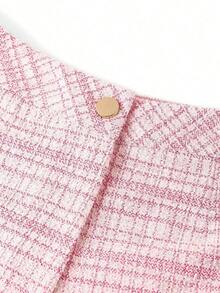 Conjunto de 2 piezas para mujer: Chaleco de metal de un solo pecho y shorts para el verano - Rosa - Ver 7
