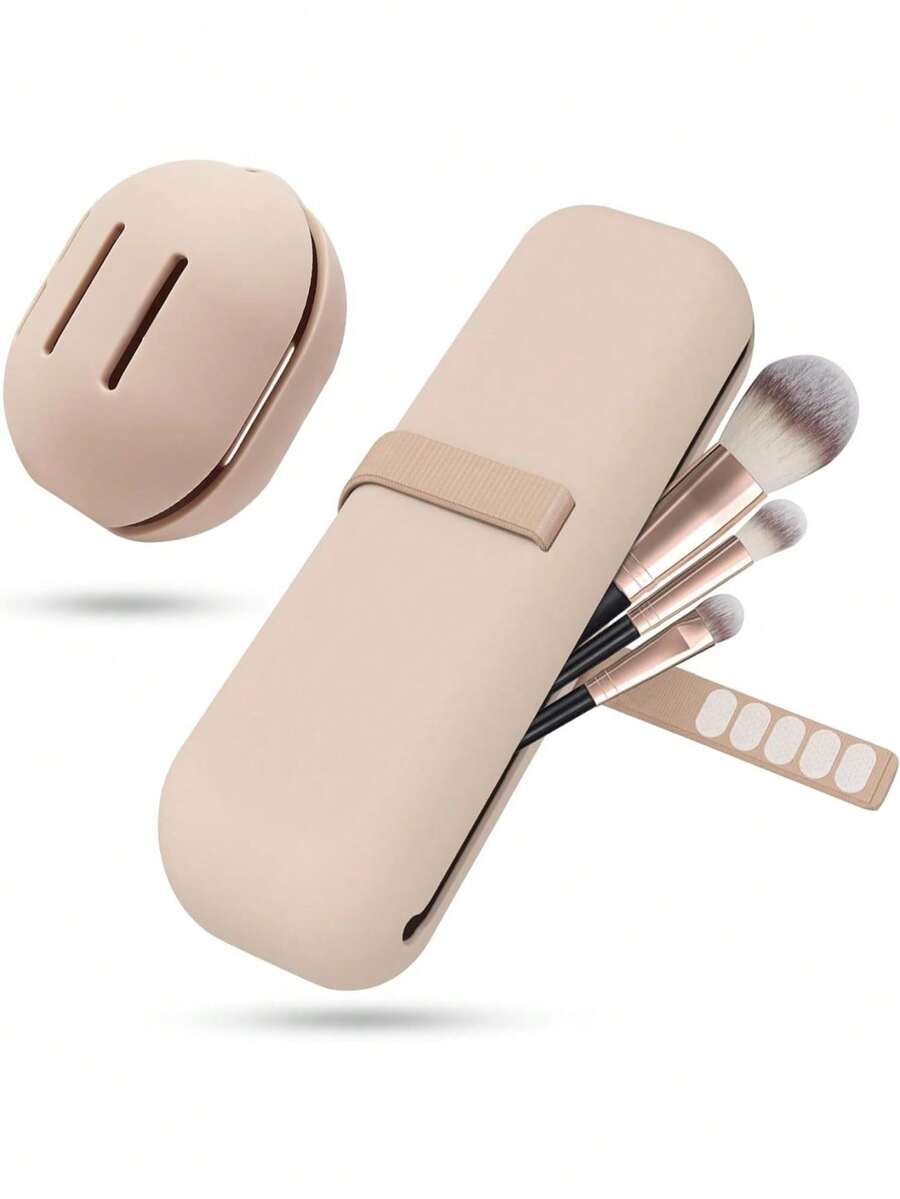 2pcs/Set Silicone Makeup Bag & Makeup Sponge Case, Cosmetic Storage Box, Makeup Pouch, Washable Makeup Sponge Storage Box, Travel Silicone Makeup Bag Storage Box, Makeup Brush & Powder Puff Storage Box, Storage Bag, Dust-Proof Multi-Functional Storage Box - Multicolor - View 1