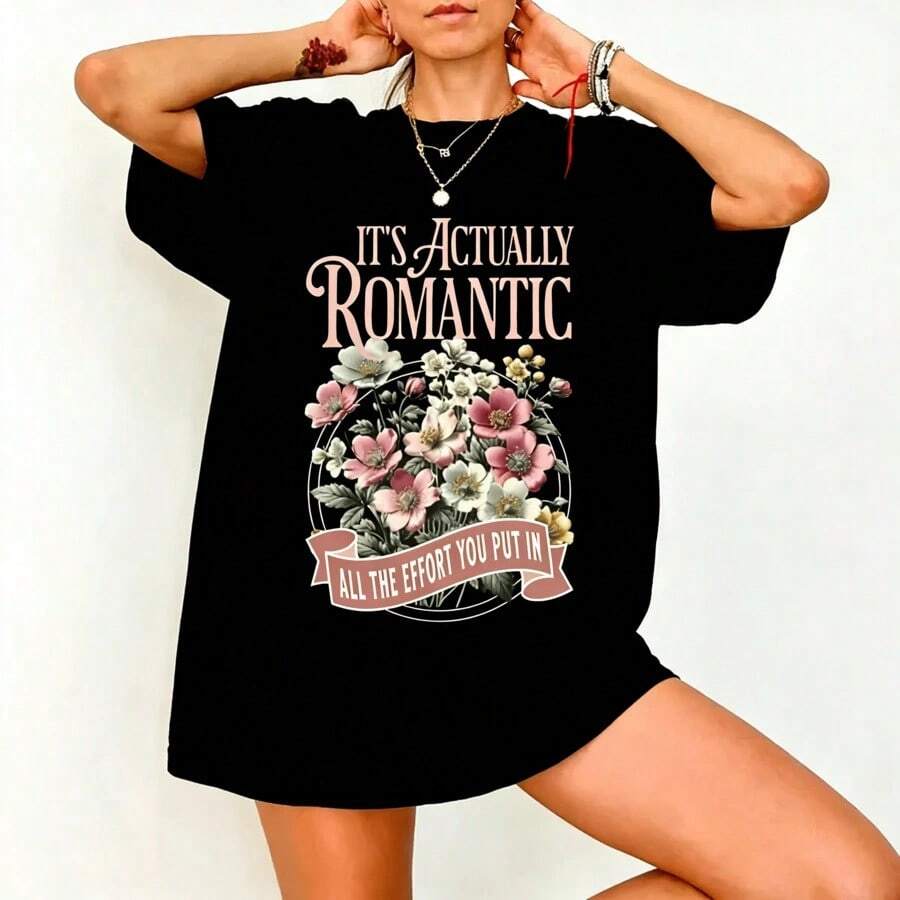 Camiseta realmente romántica, camiseta gráfica de Swift, camiseta inspirada en TS, mercancía de TLOASG, regalo para adolescentes, camiseta de concierto para fans de Taylor, ropa para fans de Swift - Negro - Ver 1