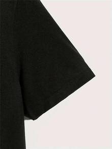 Camiseta deportiva para hombres que absorbe la humedad, camiseta de algodón puro impresa de manga corta, ajuste holgado, pantalones casuales versátiles y elegantes - Negro - Ver 4