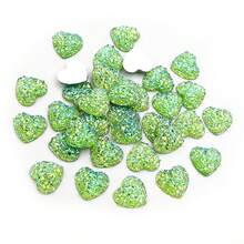 40pcs 10mm 12mm Flat Back Heart Resin Cabochons Multi Colors Druzy Natural Stone Convex DIY Jewelry Making Accessories - Heart - View 6