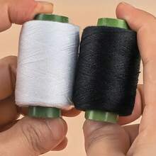 Durable Sewing Thread Suitable For Machine And Hand Sewing Black And White Spools With Green Labels Applicable For Various Projects And Repairs - One Roll Of Black Thread + 12 Needl - View 9