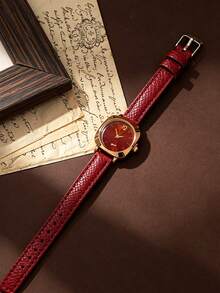 1 pieza Reloj de moda retro para mujer, esfera de aleación clásica, emparejado con una correa de PU versátil y cómoda, reloj casual unisex para estudiantes adecuado para fiestas, vacaciones, reuniones, bodas y uso diario. Es el mejor regalo para mujeres en la temporada de regreso a la escuela, la temporada de graduación y el Día de Acción de Gracias. - Dorado - Ver 5